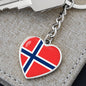 Norwegian Flag - Heart Pendant Luxury Keychain