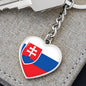 Slovak Flag - Heart Pendant Luxury Keychain