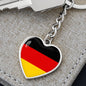German Flag - Heart Pendant Luxury Keychain