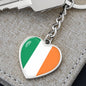 Irish Flag - Heart Pendant Luxury Keychain