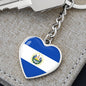 Salvadoran Flag - Heart Pendant Luxury Keychain
