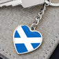 Scottish Flag - Heart Pendant Luxury Keychain