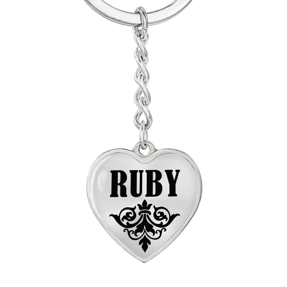 Ruby v01 - Heart Pendant Luxury Keychain