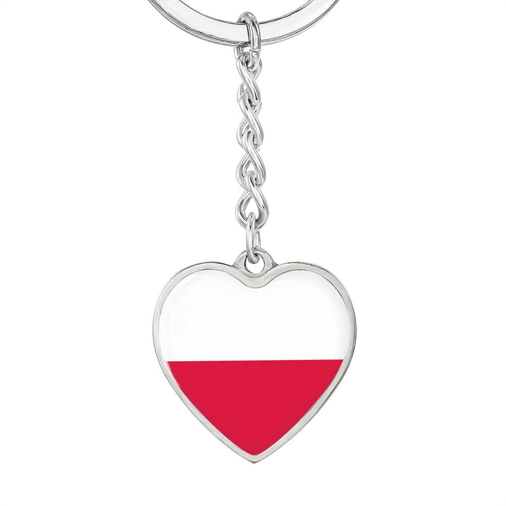 Polish Flag - Heart Pendant Luxury Keychain