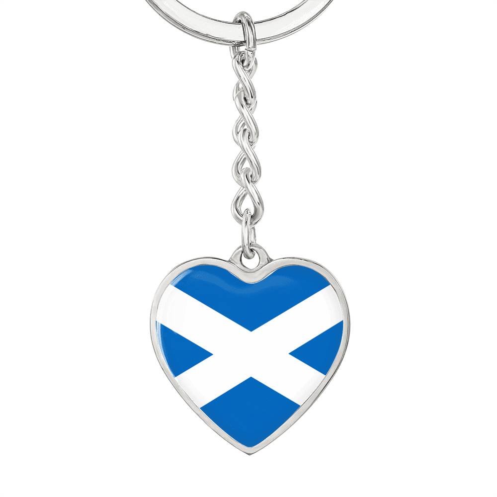 Scottish Flag - Heart Pendant Luxury Keychain