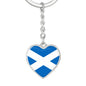 Scottish Flag - Heart Pendant Luxury Keychain