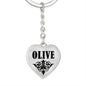 Olive  v01 - Heart Pendant Luxury Keychain