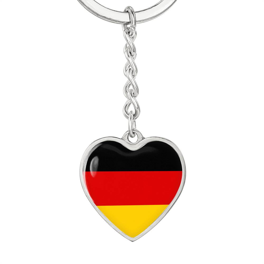 German Flag - Heart Pendant Luxury Keychain