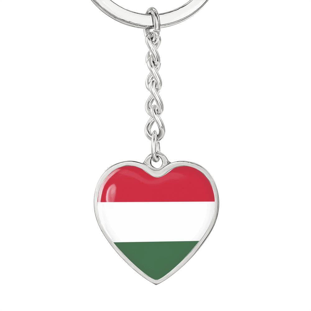 Hungarian Flag - Heart Pendant Luxury Keychain