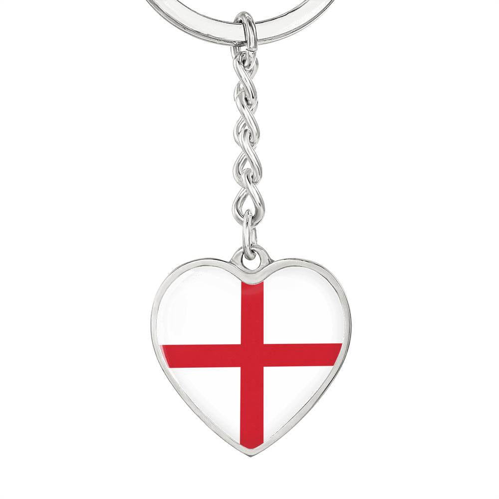 English Flag - Heart Pendant Luxury Keychain