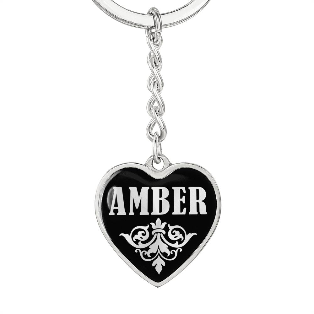 Amber v02 - Heart Pendant Luxury Keychain