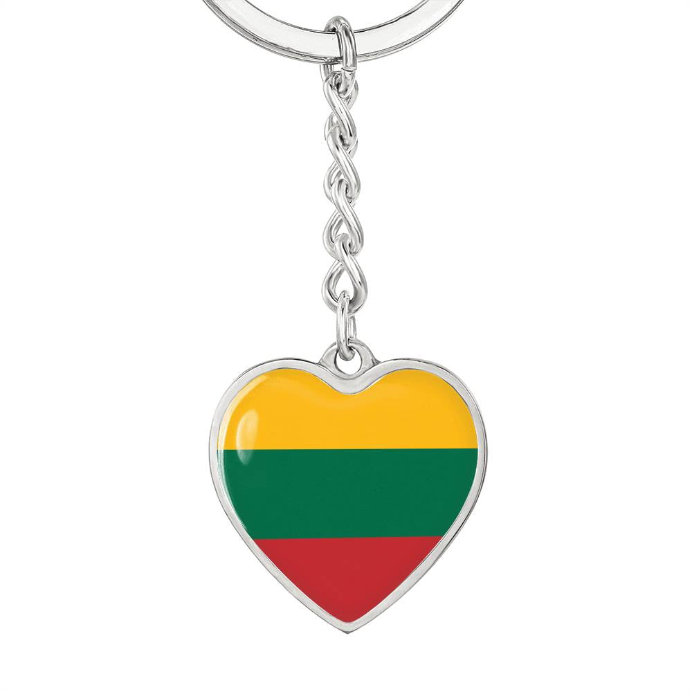 Lithuanian Flag - Heart Pendant Luxury Keychain