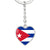 Cuban Flag - Heart Pendant Luxury Keychain