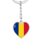 Romanian Flag - Heart Pendant Luxury Keychain