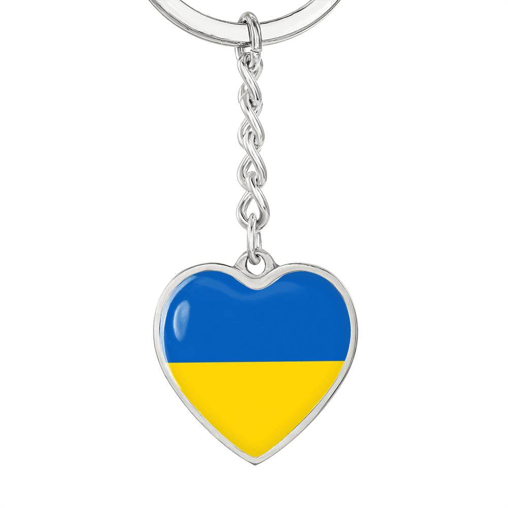 Ukrainian Flag - Heart Pendant Luxury Keychain