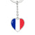 French Flag - Heart Pendant Luxury Keychain