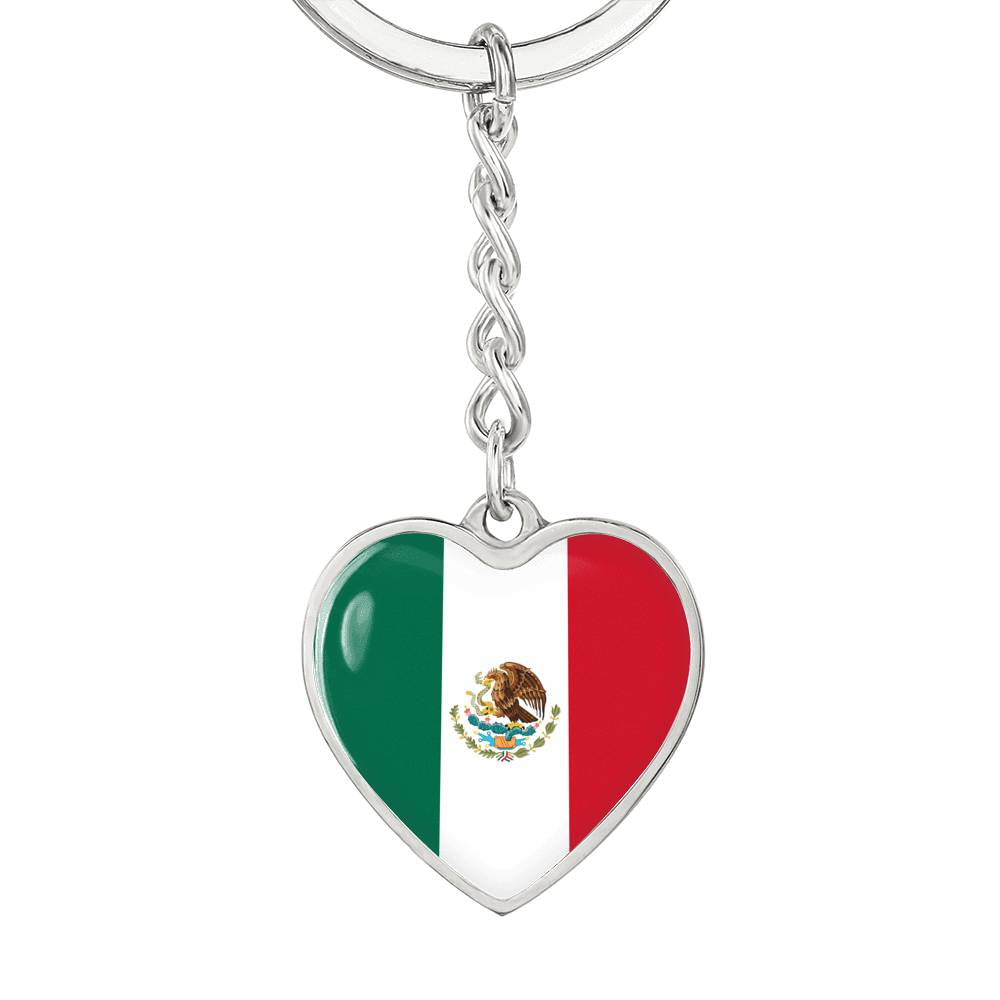 Mexican Flag - Heart Pendant Luxury Keychain