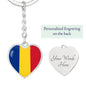 Romanian Flag - Heart Pendant Luxury Keychain