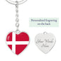Danish Flag - Heart Pendant Luxury Keychain