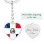 Dominican Flag - Heart Pendant Luxury Keychain