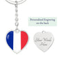 French Flag - Heart Pendant Luxury Keychain