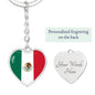 Mexican Flag - Heart Pendant Luxury Keychain