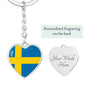 Swedish Flag - Heart Pendant Luxury Keychain