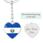 Salvadoran Flag - Heart Pendant Luxury Keychain