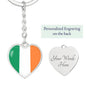 Irish Flag - Heart Pendant Luxury Keychain