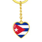 Cuban Flag - Heart Pendant Luxury Keychain