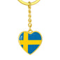 Swedish Flag - Heart Pendant Luxury Keychain