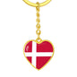 Danish Flag - Heart Pendant Luxury Keychain