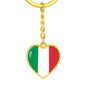 Italian Flag - Heart Pendant Luxury Keychain