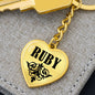 Ruby v01 - Heart Pendant Luxury Keychain