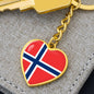 Norwegian Flag - Heart Pendant Luxury Keychain