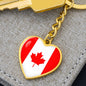 Canadian Flag - Heart Pendant Luxury Keychain