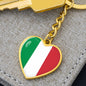 Italian Flag - Heart Pendant Luxury Keychain