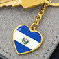 Salvadoran Flag - Heart Pendant Luxury Keychain