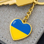 Ukrainian Flag - Heart Pendant Luxury Keychain