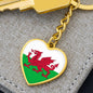 Welsh Flag - Heart Pendant Luxury Keychain