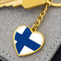Finnish Flag - Heart Pendant Luxury Keychain