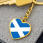 Scottish Flag - Heart Pendant Luxury Keychain