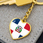 Dominican Flag - Heart Pendant Luxury Keychain