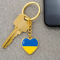 Ukrainian Flag - Heart Pendant Luxury Keychain