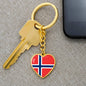 Norwegian Flag - Heart Pendant Luxury Keychain