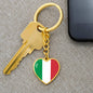 Italian Flag - Heart Pendant Luxury Keychain