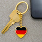 German Flag - Heart Pendant Luxury Keychain