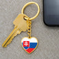 Slovak Flag - Heart Pendant Luxury Keychain