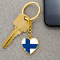 Finnish Flag - Heart Pendant Luxury Keychain