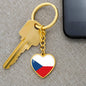 Czech Flag - Heart Pendant Luxury Keychain